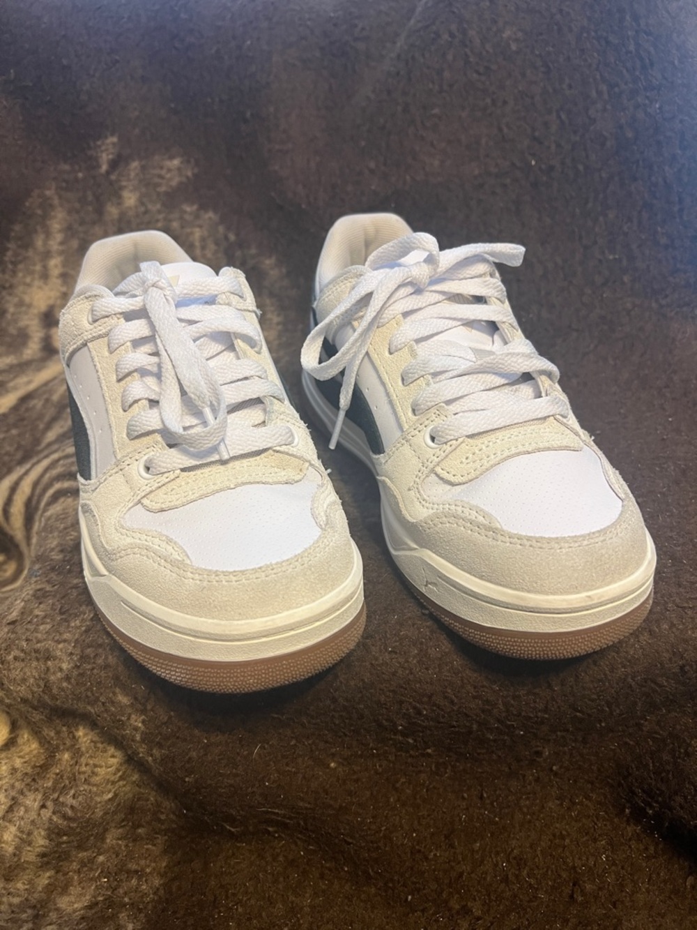 Puma White Low-Top Sneakers with Gum Sole